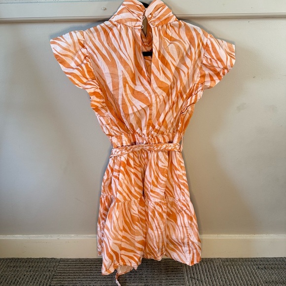 Derek Lam Collective Orange Pink Zebra Print Cutout Dress - Picture 5 of 9